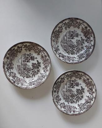 Tre piatti fine'800 ceramica Coraldine