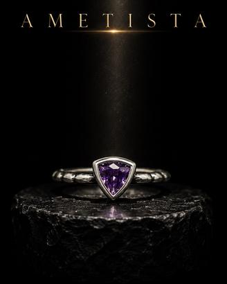 Anello argento fedina ametista 925 vintage