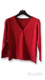 Gardigan rosso 100% pura lana vergine 