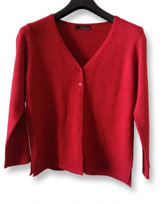 Gardigan rosso 100% pura lana vergine 