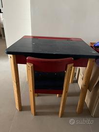Tavolo e sedia per bambini in legno massello
