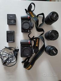 Kit completo Nikon- 2 corpi macchina + 3 obiettivi