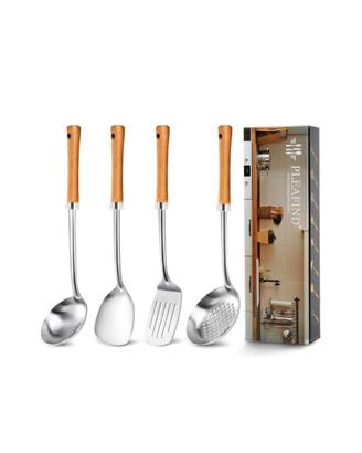 Set 4 Utensili cucina acciaio spatola mestolo