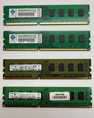 4 x 2Gb RAM DDR3 PC3 - 10600U -  1333Mhz - 240Pin