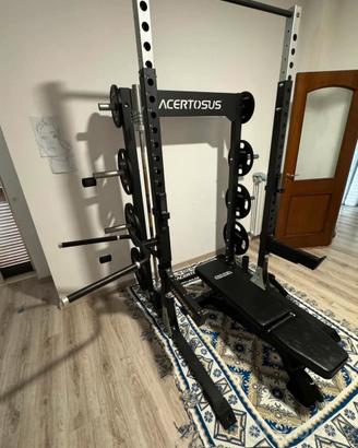 Half rack, pesi, panca