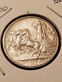 1 lira 1916 Argento Rara Vittorio Emanuele  III
