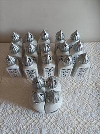 Lotto 19 bomboniere portacandele bianche argento