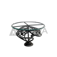 Tavolino industrial ferro e vetro/cristallo