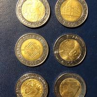 Sei monete commem. 500 Lire