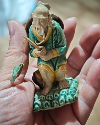 Statuina ceramica cinese vintage Mudman metà '900.