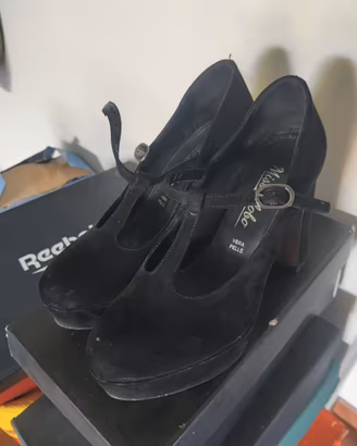 Scarpe tacco Miss Globo nere in camoscio - Tg.37