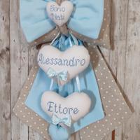 Fiocco nascita Gemellare nome personalizzabile 