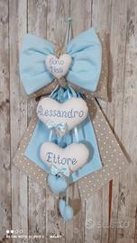Fiocco nascita Gemellare nome personalizzabile 
