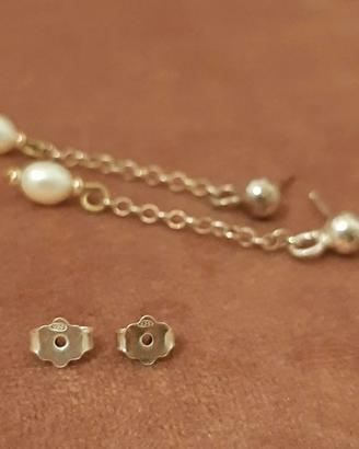 Eleganti Orecchini Argento 925 pendenti con perle