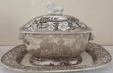 Antica Zuppiera Inglese con Piatto Ironstone