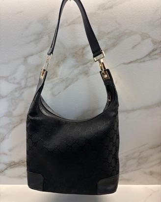 Borsa Gucci Hobo in tela GG con finiture in pelle