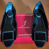 Ballerine René Caovilla in raso nero con fibbia