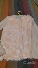 Giacca in maglia con finta pelliccia 