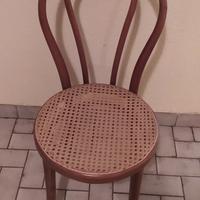 4 sedie in legno e rattan