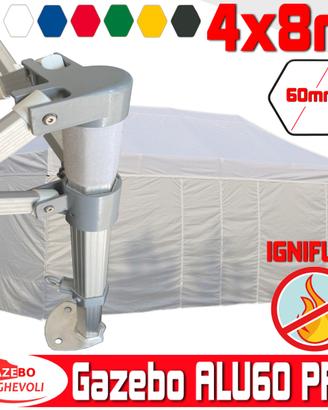 Gazebo pieghevole 8x4m alluminio certificato 4x8