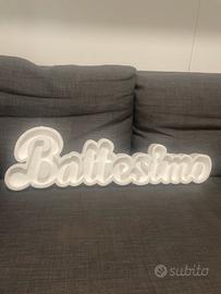 Scritta Battesimo PORTA CONFETTI 25x70 cm