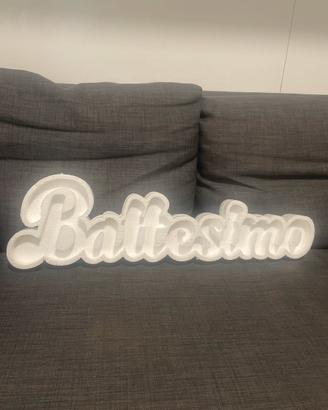 Scritta Battesimo PORTA CONFETTI 25x70 cm