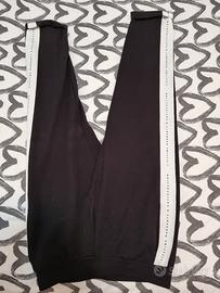 Pantaloni tuta neri con striscia bianca a fianco