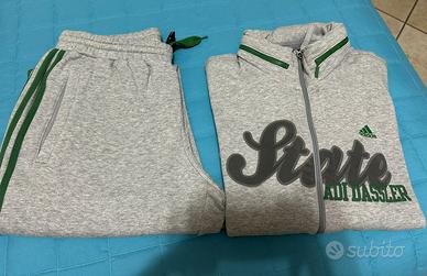 Tuta Adidas uomo M grigia verde completa