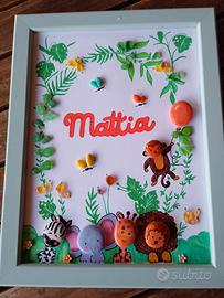 Quadretto, animali della foresta, sassi dipinti 