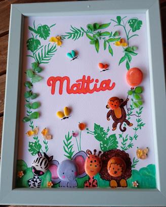 Quadretto, animali della foresta, sassi dipinti 