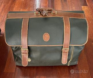 Borsone da viaggio Trussardi vintage verdde/cuoio