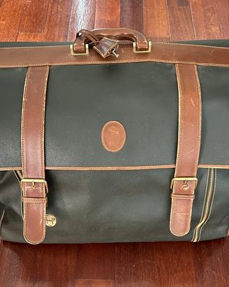 Borsone da viaggio Trussardi vintage verdde/cuoio