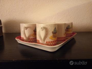 6 tazzine da caffè + vassoio
