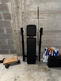 Panca decathlon con sbarra + manubri (50kg)