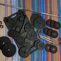 Kit palestra - pesi in ghisa, manubri e bilanciere