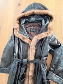 cappotto in pelle con bordatura in visone
