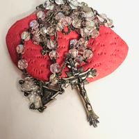 Antico rosario in argento sterling 925 con borsett