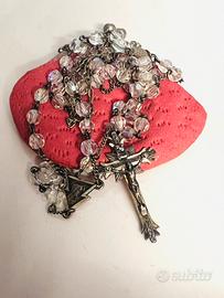 Antico rosario in argento sterling 925 con borsett