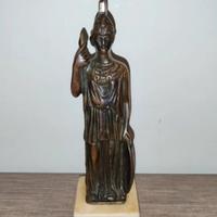Statua in Bronzo di Atena su Base in Marmo Vintage