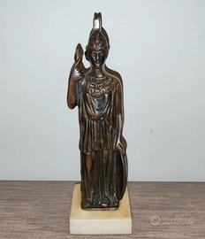 Statua in Bronzo di Atena su Base in Marmo Vintage