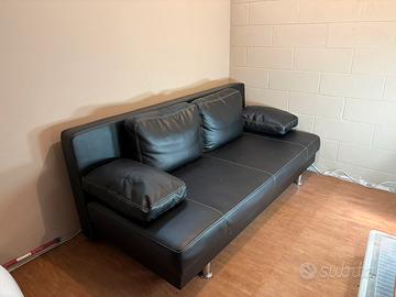 Divano letto matrimoniale in eco pelle nera