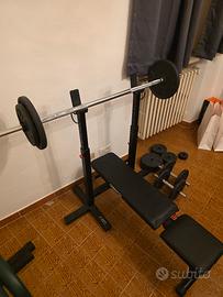 panca palestra pieghevole e dischi in ghisa 
