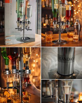 Dispenser per 4 bottiglie BRANDANI. Acciaio inox