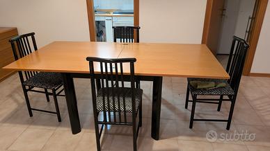tavolo legno 100x100 apribile + 4 sedie