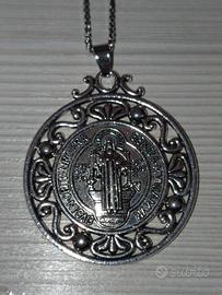 Collana Medaglia Croce di San Benedetto Protezione