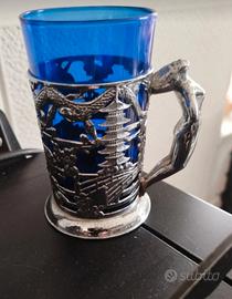 boccale in vetro blu cobalto 