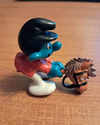 Super puffo con cavalluccio di legno 40124