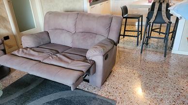 Divano 2 Posti Relax Manuale Microfibra Tortora
