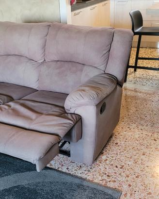 Divano 2 Posti Relax Manuale Microfibra Tortora