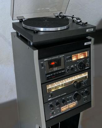 Impianto Hi-Fi AKAI total black con mobile.